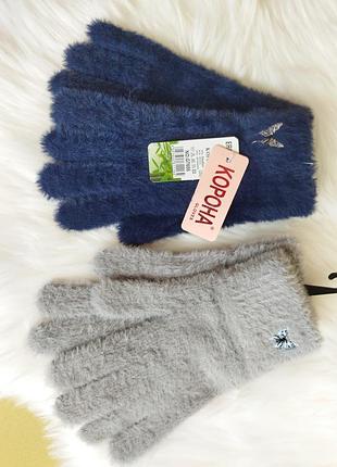 Перчатки , рукавицы, зима, теплые, меховые, серые, синие, теплые, шерсть
