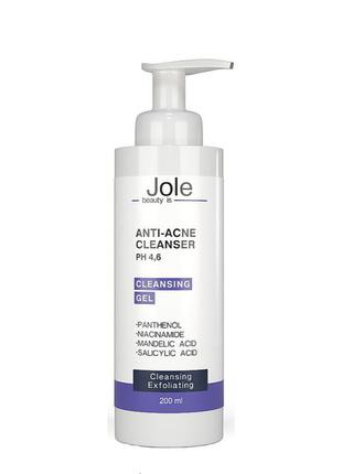 Гель для вмивання з саліциловою і мигдальною кислотами jole anti acne cleansing gel