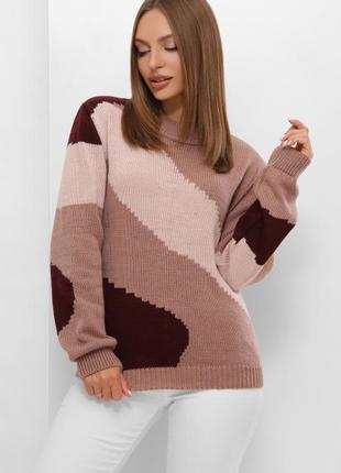 Триколірний жіночий светр ms-2076 фото