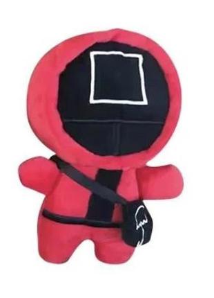 М'яка плюшева іграшка "гра в кальмара" з принтом "квадрат" червона squid game 15 см
