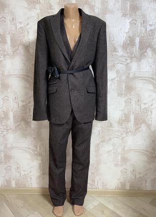 Коричневый шерстяной костюм-тройка,брюки,жилетка(25)2 фото