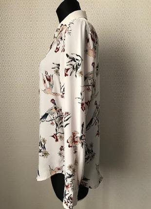 Красивая рубашка в птички и цветы от h&m, размер  36, укр 42-442 фото