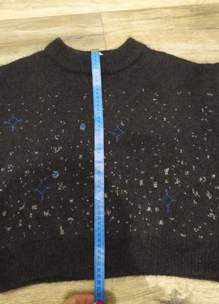 Шерстяний свитер укорочений овер светрик з принтом зірки джемпер & other stories люрекс шерсть мохер4 фото