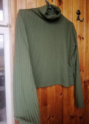 Гольф в рубчик, водолазка, кроп топ