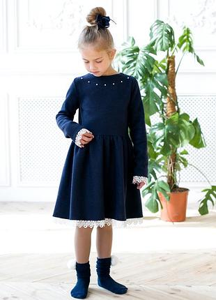 Дизайнерське плаття з твіду з перлами, підійде до школи, р. 134