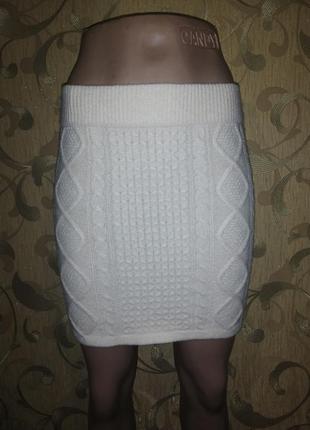 Тёплая трендовая мини юбка молочного цвета1 фото