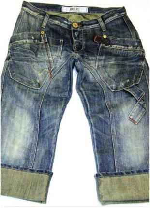 Крутые стильные итальянские джинсовые бриджи