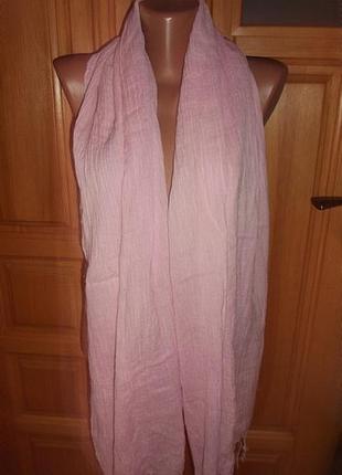 Шарф плед розовый хлопок жатка 170 х 60