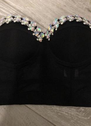 Корсетный топ камни стразы пушап