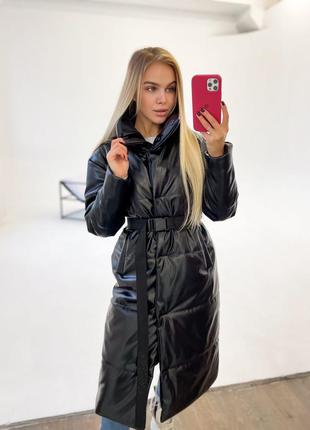 Трендовое пальто из кожи эко 3 цвета