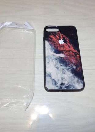 Tpu+glass чохол для apple iphone 7 plus / 8 plus мармур люкс
