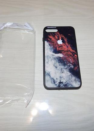 Tpu+glass чехол для apple iphone 7 plus / 8 plus мрамор люкс2 фото