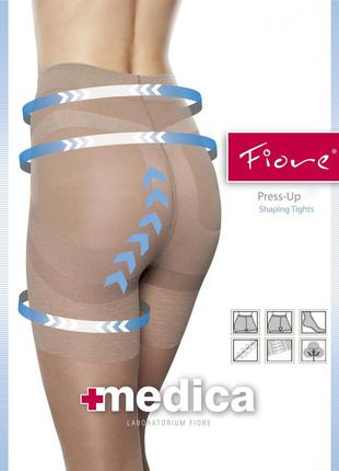 Моделюючі еластичні колготки 2-s 20 den fiore press up shaping medica чорні, графіт