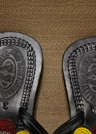 Яркие кожаные шлепанцы ручной работы, декорированные бисером zamu quality hand made 38 р.4 фото