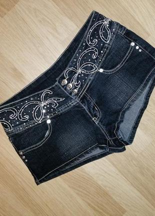 Шорты джинсовые короткие темно-серые4 фото