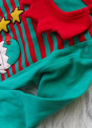 Ромпер чоловічок комбінезон карнавальний костюм nutmeg ельф новорічний новий рік помічник санти4 фото