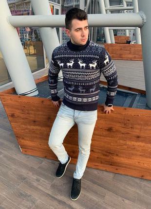 Свитер с оленями 🎄❄️ светр чоловічий шерстяний