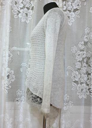 Мохеровый свитер джемпер туника с пайетками и кружевом confezionato италия5 фото