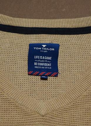 Симпатичный х/б вязаный пуловер цвета небеленого льна tom tailor  германия. xl3 фото
