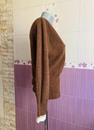 Шерстяная кокетливая кофта свитер на запах в этно стиле7 фото