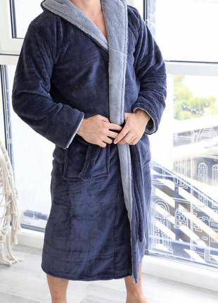 Чоловічий халат на подарунок чоловічий халат махровий халат довгий халат з капюшоном