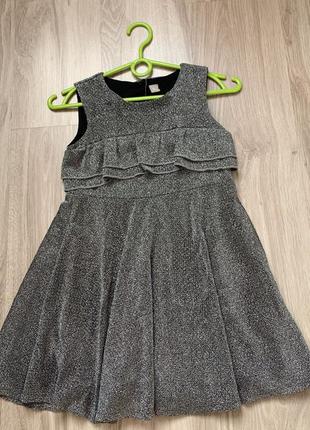 Нарядное блестящее платье для девочки, 128 см1 фото