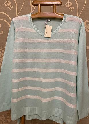 Очень красивый и стильный брендовый вязаный свитер-оверсайз в полоску.