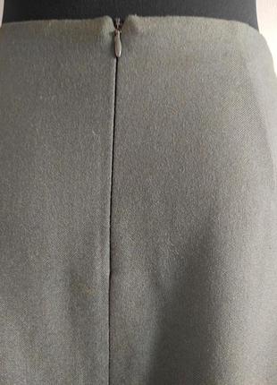 Трендовая базовая юбка цаета хаки из шерсти !5 фото