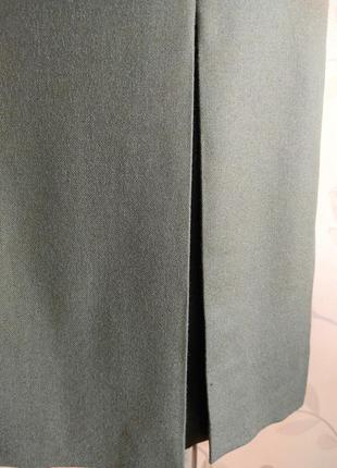 Трендовая базовая юбка цаета хаки из шерсти !4 фото