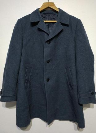 Xl 52 100% шерсть пальто мужское синее голубое zxc1 фото