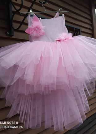 Плаття рожеве на замовлення фатинове нарядне бальне нове