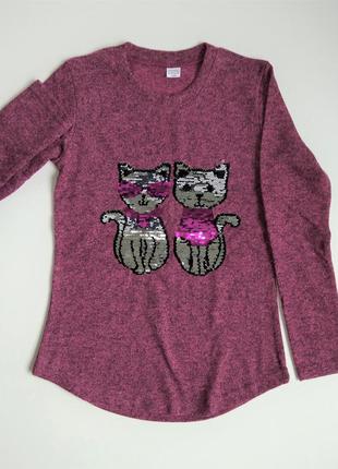 Туніка для дівчинки кішки , паєтки змінюють колір 122-128,128-134