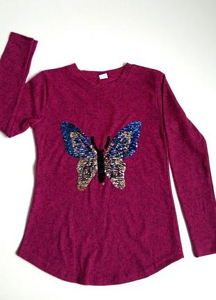 Туніка для дівчинки метелик , паєтки змінюють колір 128,,134-140