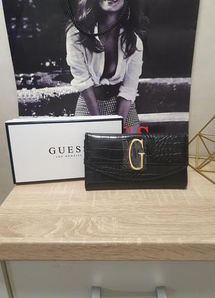 Черный стильный кошелек guess оригинал