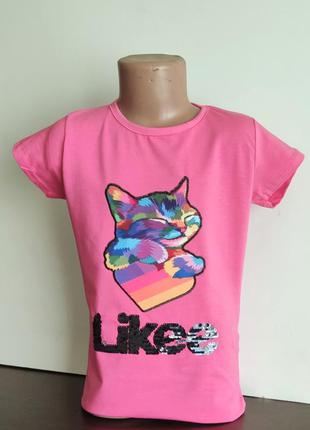 Футболка для девочки likee ,11-12 лет, с пайетками перевертыши