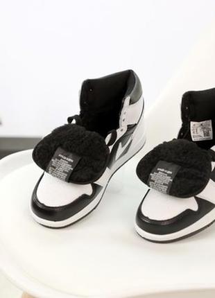 💠зимні високі кросівки найк джордан 1 з хутром💠36рр - 45рр💠nike jordan white black fur, кросівки зимові з хутром джордан, кросівки зима6 фото