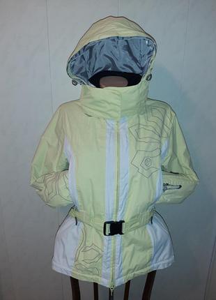 Салатовая лыжная куртка на поясе, с мехом6 фото