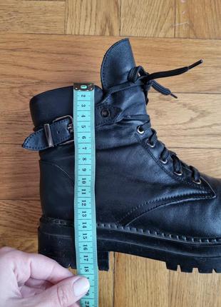 Кожаные зимние черные женские ботинки на шнурках и змейке / сапоги veps shoes5 фото