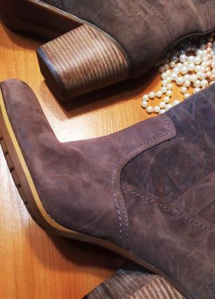 Нереально крутезні високі чоботи сапоги каблук капучіно timberland! 42 натуральна шкіра нубук бежеві5 фото