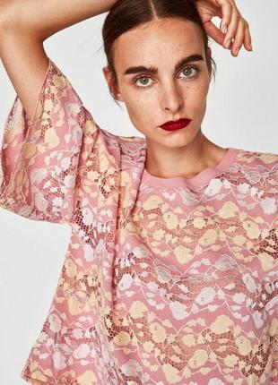 Zara розовая футболка оверсайз