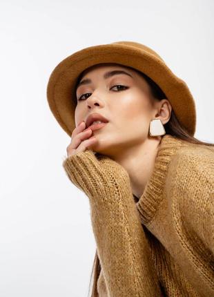 Тренд теплая панамка кемел шерстяная шляпа панама капелюх вовняний