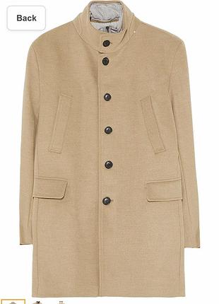 Бежевое однобортное пальто zara man