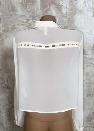Белая укороченная шифоновая блузка,вышивка,кружево (012)3 фото