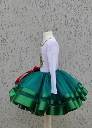 Костюм ялинки ялиночки элочки платье наряд элочки изумрудная юбка с фатина4 фото