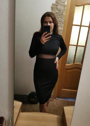 Платье карандаш силуэтное с сеткой распродажа 44-46
