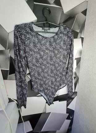 Боди в цветочный принт сетка