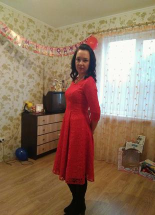 Красное сетевое платье6 фото