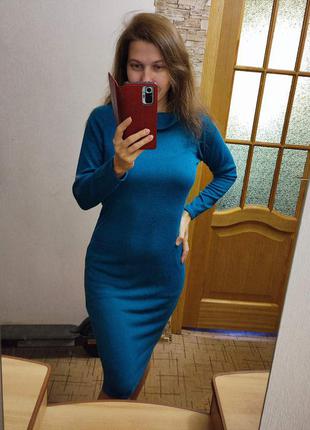 Платье ангоровое миди силуэтное футляр распродажа 44-464 фото