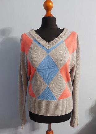 💙 актуальный пуловер в ромб. оригинальный крой рукава.