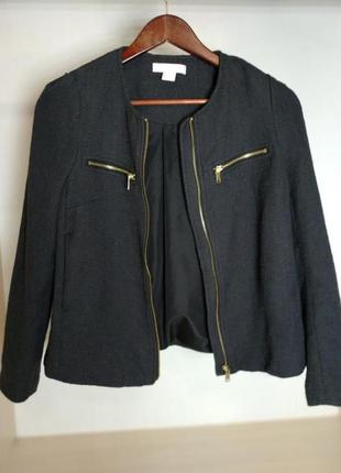 Курточка пиджак фирменная черная серая h&m куртка пальто манто женская1 фото